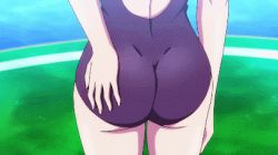 Rule 34 | 10s, 2girls, animated, animated gif, ass, black hair, blue hair, hip attack, kaminashi nozomi, keijo!!!!!!!!, kotone fujisaki, lowres, multiple girls, subtitled, swimsuit, water
