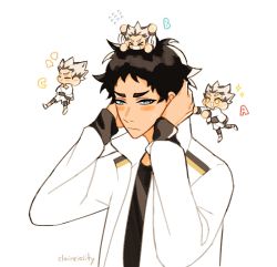 Rule 34 | 2boys, akaashi keiji, annoyed, black hair, black shirt, blue eyes, blush, bokuto koutarou, chibi, claireiosity, closed mouth, curly hair, dyed hair, embarrassed, expressions, eyebrows, face, forehead, grey hair, haikyuu!!, hair up, half-closed eyes, jacket, leggings, long sleeves, looking at another, looking away, male focus, multiple boys, nose, open mouth, pale skin, pout, shirt, shoes, shorts, sleeves past elbows, smile, sparkle, spiked hair, sweat, teeth, track jacket, white background, white footwear, white hair, white jacket, white shorts, yaoi, yellow eyes