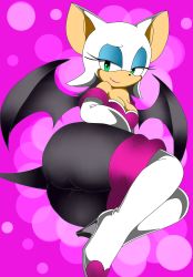 Rule 34 | absurdres, animal ears, ass, breasts, cleavage, furry, highres, lying, rouge the bat, sonic (series), tail, wings
