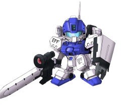 Rule 34 | artist request, chibi, gm sniper ii, gun, gundam, gundam side story: rise from the ashes, mecha, no humans, rifle, robot, scope, shield, simple background, sniper rifle, solo, weapon