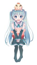 Rule 34 | 1boy, 1girl, 1other, akise jin (mureijem), aqua eyes, aqua hair, aqua nails, aqua necktie, bare shoulders, big nose, black skirt, black sleeves, black thighhighs, bow, chibi, commentary, crossover, detached sleeves, doseisan, full body, grey shirt, hair bow, hair ornament, hatsune miku, headset, holding, kirby, kirby (series), long hair, looking at viewer, mother (game), mother 2, nail polish, necktie, nintendo, open mouth, own hands together, shirt, shoulder tattoo, single hair, skirt, sleeveless, sleeveless shirt, smile, standing on another&#039;s head, tattoo, thick eyebrows, thighhighs, twintails, very long hair, vocaloid, whiskers, white background, zettai ryouiki