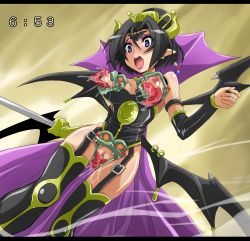 Rule 34 | 1girl, :o, armband, bare shoulders, bat (animal), bat wings, bestiality, black hair, black thighhighs, blue eyes, blush, blush stickers, breasts, buckle, cape, censored, chicago-x, clock, clockshow, cunnilingus, curvy, demon girl, demon wings, detached sleeves, digimon, digimon (creature), digimon xros wars, digital clock, dutch angle, earrings, elbow gloves, eyeshadow, facial mark, fake screenshot, female focus, forehead mark, garter straps, gattai lilithmon, gloves, hair between eyes, hair bun, hair ornament, headdress, high collar, holding, horns, jewelry, large breasts, leotard, letterboxed, licking, licking nipple, lilithmon, lipstick, living clothes, looking down, low wings, makeup, mosaic censoring, multiple wings, nipple stimulation, nipples, open mouth, oral, piercing, pointy ears, purple lips, pussy, pussy peek, saliva, seven great demon lords, sharp teeth, short hair, single glove, single hair bun, solo, teeth, tentacles, tentacles under clothes, thighhighs, tongue, tongue out, weapon, wind, wings