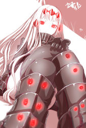 Rule 34 | 10s, 1girl, abyssal ship, aircraft carrier water oni, armor, armored boots, bad id, bad pixiv id, black dress, black gloves, black thighhighs, boots, colored skin, crossed legs, dress, frilled sleeves, frills, from below, gloves, hair ornament, kantai collection, knee boots, long hair, meth (emethmeth), no nose, red eyes, sitting, solo, striped, thighhighs, very long hair, white hair, white skin