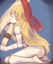 Rule 34 | 2girls, alice margatroid, blonde hair, blush, bow, doll, doll joints, closed eyes, hair bow, hatsue, jewelry, joints, kneeling, long hair, multiple girls, nude, puppet rings, ring, shanghai doll, smile, touhou