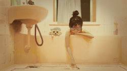 Rule 34 | 1girl, bath, bathroom, bathtub, black hair, commentary, curtains, dated, drain (object), fennec fox, goggles, hair up, hat, highres, indoors, making-of available, night, nude, original, signature, sink, smile, solo, window, writing, xiaobanbei milk