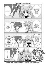 Rule 34 | 00s, 2girls, aura, blush, clenched hand, comic, dark aura, english text, closed eyes, fate testarossa, greyscale, hair ribbon, hard-translated, long hair, looking at another, lyrical nanoha, mahou shoujo lyrical nanoha, mahou shoujo lyrical nanoha a&#039;s, mikage takashi, monochrome, multiple girls, open mouth, ribbon, sailor collar, school uniform, sidelocks, smile, speech bubble, takamachi nanoha, teeth, third-party edit, translated, twintails, two side up, upper body, very long hair