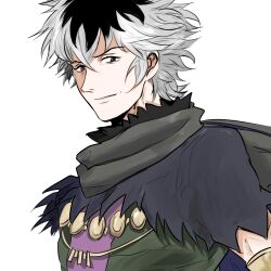 Rule 34 | 1boy, black hair, chain, fire emblem, fire emblem fates, highres, light smile, looking at viewer, male focus, multicolored hair, nintendo, portrait, sarasoujyu, shura (fire emblem), solo, two-tone hair, upper body, white hair