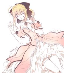 Rule 34 | 1girl, artoria pendragon (fate), blonde hair, bow, byulrorqual, fate/unlimited codes, fate (series), gloves, hair bow, saber (fate), saber lily, solo