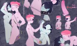 Rule 34 | 2girls, absurdres, adventure time, adventure time: fionna and cake, breasts, cleft of venus, collar, colored skin, cunnilingus, dildo, eyepatch, femdom, grabbing another&#039;s hair, grey skin, hickey, highres, holding another&#039;s wrist, kiss, leash, marceline abadeer, medium breasts, multiple girls, omy-chan, oral, pink hair, pink skin, ponytail, princess bonnibel bubblegum, pussy, sex, sex toy, spiked collar, spikes, standing, standing sex, strap-on, yuri