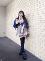 Rule 34 | 1girl, afilia magic senior high school, grey skirt, higaki kaho, highres, navy blue socks, photo (medium), skirt