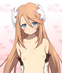 Rule 34 | 1girl, blue eyes, breasts, closed mouth, collarbone, detached sleeves, flower, hair flower, hair ornament, highres, kiikii (kitsukedokoro), long hair, marta lualdi, nipples, small breasts, solo, tales of (series), tales of symphonia, tales of symphonia: dawn of the new world