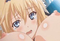 Rule 34 | animated, animated gif, blonde hair, blue eyes, bouncing breasts, breasts, clothed sex, elcia harvence, koikishi purely kiss, large breasts, lowres, moaning, nipples, sex, tears