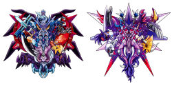 Rule 34 | claws, digimon, digimon story: lost evolution, fusion, giga devast, gun, horn, official art, staff, sword, tentacles, tera devast, weapon, white hair, wings