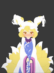 Rule 34 | 1girl, absurdres, aged down, animal ears, animal hat, blonde hair, blush, fox ears, fox tail, fps, full-face blush, hat, highres, looking at viewer, mob cap, multiple tails, mob cap, short hair, sketch, solo, tail, tears, touhou, wide sleeves, yakumo ran, yellow eyes