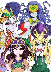 Rule 34 | absurdres, armor, blonde hair, highres, lamia, looking at viewer, monster girl, one eye closed, reptilianne echidna, reptilianne lamia, reptilianne naga, smile, vennominaga the deity of poisonous snakes, wink, yu-gi-oh!