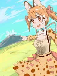 Rule 34 | animal costume, animal ear fluff, animal ears, cat ears, cat girl, cat tail, highres, kemono friends, kemono friends v project, large-spotted genet (kemono friends), long hair, ribbon, tail, twintails, virtual youtuber, y0whqzz8bkslezl