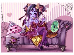 Rule 34 | 1girl, bow, breasts, cleavage, cup, doughnut, extra arms, extra eyes, gloves, high heels, arthropod girl, muffet, spider girl, thighhighs, undertale