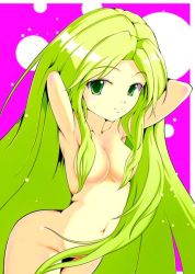 Rule 34 | 1girl, barbariccia, blonde hair, breasts, final fantasy, final fantasy iv, completely nude, green eyes, long hair, nude, pink background, solo, square enix