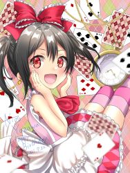 Rule 34 | 1girl, apron, artist name, artist request, bare shoulders, black hair, blush, bow, breasts, card, card (medium), checkered clothes, checkered skirt, collared dress, collared shirt, confetti, crystal earrings, dress, earrings, female focus, flat chest, frilled bow, frilled dress, frilled ribbon, frilled shirt collar, frilled skirt, frills, from behind, hair between eyes, hair bow, hands on own cheeks, hands on own face, highres, jewelry, korekara no someday, long hair, looking at viewer, looking back, love live!, love live! school idol festival, love live! school idol project, miniskirt, neckerchief, pantyhose, parted lips, pink dress, pink pantyhose, plaid, plaid dress, plaid skirt, pleated, pleated dress, pleated skirt, pocket watch, red bow, red eyes, red neckerchief, red skirt, ribbon, shirt, short hair, short twintails, sidelocks, skirt, sleeveless, sleeveless dress, small breasts, smile, solo, striped clothes, striped pantyhose, striped skirt, twintails, vertical-striped clothes, vertical-striped skirt, watch, white apron, yazawa nico