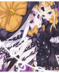 Rule 34 | 2girls, :o, abigail williams (fate), abigail williams (third ascension) (fate), black bow, black dress, black gloves, black hat, black panties, blonde hair, blue eyes, bow, bug, butterfly, closed mouth, dress, dual persona, elbow gloves, fate/grand order, fate (series), gloves, hair bow, hat, hat bow, himesakire mon, insect, keyhole, long hair, long sleeves, looking at viewer, multiple girls, orange bow, panties, parted bangs, parted lips, polka dot, polka dot bow, purple eyes, skirt, sleeves past wrists, underwear, very long hair, white skirt, witch hat