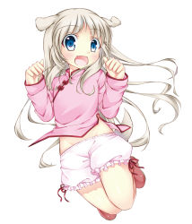 Rule 34 | 1girl, animal ears, bad id, bad pixiv id, blonde hair, bloomers, blue eyes, chinese clothes, dog ears, fang, inumine aya, little busters!, long hair, noumi kudryavka, solo, underwear