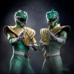 Rule 34 | 1boy, arm guards, armor, belt, bodysuit, gloves, gold armor, gold trim, green bodysuit, green ranger, helmet, male focus, mighty morphin power rangers, mighty morphin power rangers: once &amp; always, power rangers, time paradox, tokujay, tokusatsu, tommy oliver, weapon