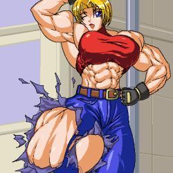 Rule 34 | abs, biceps, blue mary, breasts, extreme muscles, flexing, lowres, muscular, ren (tainca2000), snk, the king of fighters, torn clothes