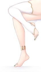 Rule 34 | anklet, bare legs, barefoot, ceres fauna, feet, green toenails, highres, hikigaya 0926, hololive, hololive english, jewelry, legs, nail polish, single thighhigh, thighhighs, toenails, toes, virtual youtuber