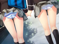 Rule 34 | 2girls, bishoujo (game), character request, clothes lift, game cg, highres, multiple girls, nonohara miki, outdoors, panties, skirt, skirt lift, tagme, underwear