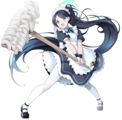 Rule 34 | &lt;key&gt; (robot) (blue archive), 1girl, absurdly long hair, apron, aris (blue archive), aris (maid) (blue archive), black dress, black footwear, black hair, blue archive, blue eyes, blush, commentary request, dress, frilled apron, frilled dress, frills, halo, highres, holding, holding mop, koflif, long hair, maid, maid headdress, mop, official alternate costume, open mouth, pantyhose, ponytail, puffy short sleeves, puffy sleeves, revision, shoes, short sleeves, simple background, solo, very long hair, white apron, white background, white pantyhose