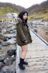 Rule 34 | 1girl, asian, black hair, chouzuki maryou, coat, photo (medium), solo