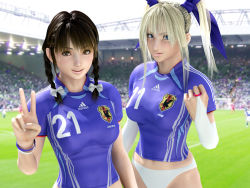Rule 34 | 2006 fifa world cup, 2girls, 3d, blonde hair, clothes writing, cocoa (character), highres, incise soul, m-rs, multiple girls, panties, rukia (incise soul), soccer, underwear, world cup