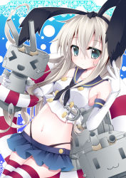 Rule 34 | &gt; &lt;, 10s, 1girl, :3, anchor, blonde hair, blue background, blush, closed eyes, crop top, crop top overhang, elbow gloves, futase hijiri, gloves, green eyes, hairband, kantai collection, lifebuoy, long hair, midriff, navel, panties, puff of air, rensouhou-chan, ribbon, see-through, shimakaze (kancolle), shiny skin, skindentation, smile, striped clothes, striped thighhighs, swim ring, thighhighs, underwear, | |