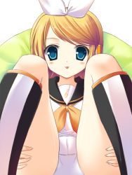 Rule 34 | 1girl, :p, blonde hair, cameltoe, flat chest, kagamine rin, panties, pantyshot, senoo aoi, sitting, solo, tongue, tongue out, underwear, vocaloid