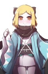 Rule 34 | 1girl, absurdres, bad id, bad twitter id, black bow, black scarf, blonde hair, blush, bow, brown eyes, closed mouth, commentary request, cosplay, cowboy shot, fate/grand order, fate (series), grey background, hair bow, hand up, haori, highres, japanese clothes, kimono, koha-ace, long sleeves, okita souji (fate), okita souji (koha-ace), okita souji (koha-ace) (cosplay), parted lips, paul bunyan (fate), protected link, scarf, short kimono, simple background, smile, solo, wada kazu, white kimono, wide sleeves