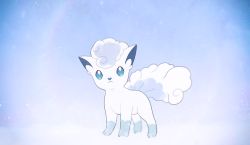 Rule 34 | alolan form, alolan vulpix, blue eyes, closed mouth, commentary request, creatures (company), full body, game freak, gen 7 pokemon, jaho, nintendo, no humans, pokemon, pokemon (creature), snow, solo, standing, toes, white fur