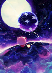 Rule 34 | above clouds, absurdres, cloud, fighting, full moon, highres, in orbit, kirby, kirby&#039;s adventure, kirby: nightmare in dream land, kirby (series), kirby nightmare in dream land, moon, nightmare (kirby), nightmare orb, nintendo, no humans, planet, planetary ring, sky, space, sparkle, star (sky), star (symbol), star rod, starry sky, suyasuyabi