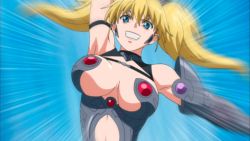 Rule 34 | 10s, 1girl, animated, animated gif, armor, blonde hair, blue eyes, breasts, elina (queen&#039;s blade), large breasts, long hair, queen&#039;s blade, queen&#039;s blade rebellion, running, screencap, smile, solo, twintails