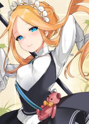 Rule 34 | 1girl, abigail williams (fate), abigail williams (festival outfit) (fate), alracoco, blonde hair, blue eyes, blush, braid, breasts, fate/grand order, fate (series), forehead, french braid, highres, long hair, looking at viewer, official alternate costume, parted bangs, sleeves past fingers, sleeves past wrists, small breasts, solo, very long hair