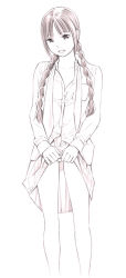 Rule 34 | 1girl, braid, long hair, monochrome, original, sketch, skirt, solo, traditional media, twin braids, yoshitomi akihito