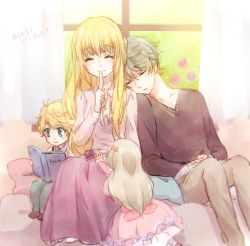 Rule 34 | 10s, 2boys, 2girls, ^ ^, aldnoah.zero, asseylum vers allusia, blonde hair, blouse, blue eyes, book, bow, bush, closed eyes, couch, curtains, cushion, dress, english text, engrish text, closed eyes, facing viewer, family, finger to mouth, flower, hair bow, head on another&#039;s shoulder, if they mated, long hair, long skirt, multiple boys, multiple girls, pants, pink dress, purple skirt, ranguage, rose, shirt, shushing, silver hair, skirt, slaine troyard, sleeping, smile, t0day8, window