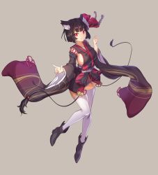 Rule 34 | 1girl, absurdres, akamoku, animal ear fluff, animal ears, azur lane, bad id, bad pixiv id, bell, black hair, black kimono, boots, breasts, cat ears, cross-laced clothes, highres, japanese clothes, jingle bell, kimono, large breasts, light smile, mask, mask on head, obi, panties, pointing, red eyes, sash, short hair, sideboob, solo, thighhighs, underwear, white panties, white thighhighs, wide sleeves, yamashiro (azur lane)