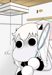 Rule 34 | (o) (o), 10s, 1girl, abyssal ship, bug, butterfly net, ceiling, ceiling light, cicada, clothes hanger, collar, comic, commentary request, hand net, horns, bug, kantai collection, mittens, moomin, muppo, northern ocean princess, pointer, sazanami konami, shaded face, sidelocks, sweatdrop, towel