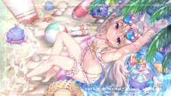 Rule 34 | 1girl, ahoge, animal ear fluff, animal ears, ankle strap, armpits, artist name, ass, bare shoulders, barefoot, beach, beach towel, bikini, bow, camera, cat ears, cat girl, cat tail, chair, cup, dotted line, drink, drinking glass, flower, frilled bikini, frills, from above, full body, goggles, goggles on head, hair between eyes, hair bow, hair flower, hair ornament, hairclip, hat, heart, heart-shaped eyewear, highleg, highleg panties, holding own arm, indie virtual youtuber, innertube, jewelry, knees up, leaning back, leg strap, light brown hair, long hair, looking at viewer, lotion, nail polish, navel, necklace, off shoulder, panties, parted lips, partially submerged, pink bikini, pink nails, pool, purple eyes, sandals, sannio, shell, sitting, skirt, smile, snail, solo, spread armpit, starfish, stomach, straw hat, sunscreen, swim ring, swimsuit, tail, tail ornament, towel, tree, two-tone bikini, underwear, unworn sandals, very long hair, virtual youtuber, water, watermark, white bikini, wristband, x hair ornament, yami (vtuber), yellow bow