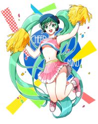 Rule 34 | 1girl, absurdly long hair, anniversary, aqua eyes, aqua hair, artist name, artist request, bare legs, bare shoulders, birthday, blue eyes, blue hair, breasts, cheerleader, clothes writing, collarbone, dear cocoa girls (vocaloid), female focus, full body, happy birthday, hat, hatsune miku, headset, heaphones, holding, holding pom poms, hum (fpswp777), jumping, long hair, long twintails, miniskirt, parted lips, pink footwear, pink shirt, pink skirt, pink tank top, plaid, plaid skirt, pleated, pleated skirt, pom pom (cheerleading), pom poms, project diva, project diva (series), shirt, shoes, skirt, smile, solo, star (symbol), tank top, teeth, text focus, twintails, underboob, very long hair, visor cap, vocaloid, wristband, yellow pom poms