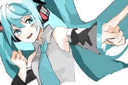 Rule 34 | green eyes, green hair, hatsune miku, highres, tagme, twintails, vocaloid, white background