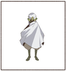 Rule 34 | 1girl, bandaged leg, bandages, cape, collei (genshin impact), genshin impact, green hair, head scarf, nploser, pants, scarf, shaded face, short hair, simple background, solo, white background, white cape, white pants, white scarf