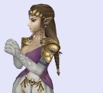 Rule 34 | 10s, 1girl, 3d, alternate breast size, animated, armor, blue eyes, bouncing, bouncing breasts, braid, breasts, brown hair, cleavage, crown, dress, earrings, elbow gloves, female focus, gloves, gown, highres, jewelry, large breasts, long hair, mario (series), mod, multicolored clothes, nintendo, pauldrons, pointy ears, preview, princess, princess zelda, resized, shoulder armor, simple background, solo, standing, super smash bros., the legend of zelda, the legend of zelda: twilight princess, turning, twin braids, upper body, upscaled, video, video, white background, white gloves