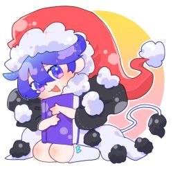 Rule 34 | 1girl, :3, :d, black capelet, blue eyes, blue hair, blush, book, capelet, chibi, commentary, doremy sweet, dress, full body, hat, holding, holding book, hugging book, hugging object, looking at viewer, nfoxoa, nightcap, open mouth, pom pom (clothes), red hat, ribbon-trimmed capelet, seiza, short hair, sitting, smile, socks, solo, tail, tapir tail, touhou, white dress, white socks