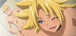 Rule 34 | 1girl, animated, animated gif, ass, blonde hair, blue eyes, bouncing breasts, breasts, choker, curvy, dark skin, doggystyle, energy kyouka!!, closed eyes, grin, happy sex, huge breasts, long hair, moaning, nude, satou kimiatsu, sex, sex from behind, shiraishi kyouka, smile, stitched, sweat, tamatsuyada, tears, thick thighs, thighs, third-party edit